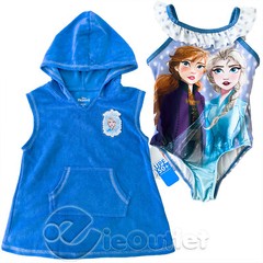 NEW Disney Frozen II Bathing Swim Suit & Cover Up Towel Dress w Hood 2 Piece Set