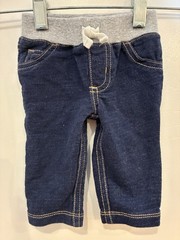 Carters Baby Boy Faux Denim Cotton Rib-Knit Waistband Pull On Pants Dark Blue 3M
