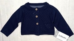 CARTERS light knit sweater/shrug navy/tan buttons size NEWBORN