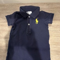 Polo Ralph Lauren Baby 9M Navy Piqué Cotton Collared One-Piece Logo Button