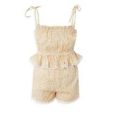 BARDOT Baby Leopard Lace Trim Romper 0-3 Months Beige Tie Shoulder NWT
