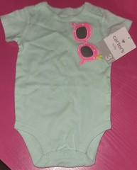 CARTERS BABY MINT GREEN PINK SUNGLASSES ONE PIECE BODYSUIT SIZE 3 MONTHS NWT