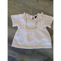 7 For All Mankind Baby Girl Pink Gauze Cotton Embroidered Ruffle Top 3T #5