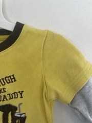 Toddler Boys Tough Like Daddy Excavator Truck Applique 2-In-1 Shirt Yellow 3T