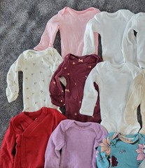Baby Girl Preemie Long Sleeve Bodysuit Lot Of 21 Floral Solids Basics Stripes