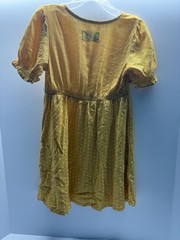 Old Navy Girls Yellow Polka Dot A-Line Dress 5T Cotton Puff Short Sleeve V-Neck