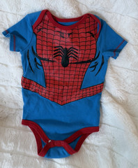 Marvel Spider-Man Graphic Print Cotton Bodysuit costume Blue/Red/Black 24M
