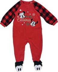 Disney Store Baby Red Polyester Holiday Mickey Minnie Fleece Pajamas Sz 18-24 MO