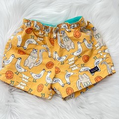 Patagonia Baby Baggies Shorts 6-12M Orange Bird Squirrel Print Recycled Nylon