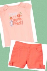 NWT 18-24 Gymboree “Cherry Blossom” Cotton Orange PUR-FECT TOP & SHORTS 2pc Set