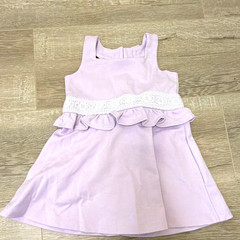 Janie and Jack Girls Purple Lace Ruffle Bow Dress Square Neck Sleeveless 12-18M