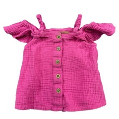 Genuine Kids OshKosh Pink Gauze Cold Shoulder Button Front Top 18M RN17730