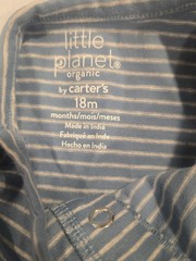 Little Planet by Carter’s Organic Cotton Romper 18M Blue White Striped NWT Baby