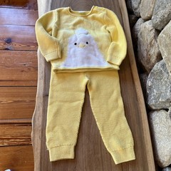 Hanna Andersson Toddler Sweater Pants Set 3T Chick Knit Yellow Cotton Outfit