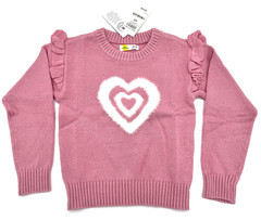 Epic Threads Toddler Girls Pink Heart Sweater Size 2T Ruffle Knit New With Tag