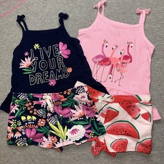 Lot of 4 Carter’s Baby Girl Summer Pieces Tank Tops Shorts Size 24 Months