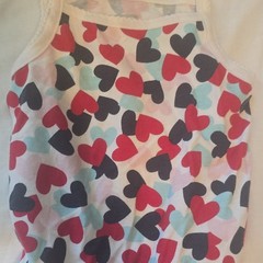Unisex Baby White/Red/Blue Heart Print Sleeveless Bodysuit 0-3M Snap