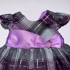 Bonnie Baby Purple & Gray Dressy Dress Taffeta Plaid Size 12 Mo 12m Easter