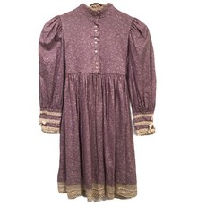 VTG Rare Editions Girls Sz 10 Girls Dress Purple White Union Made In USA