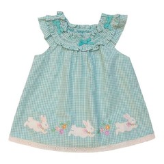 Good Lad Turquoise Easter Bunny Smocked Bow Collar Dress Set 12 18 24 Months