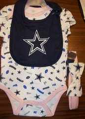 Dallas Cowboys Creeper Bib Pink Band 3 Piece Set Baby Infant Girls 6 Months NWT