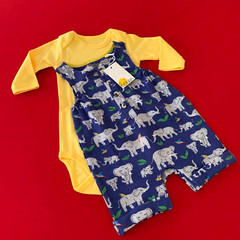 Mini Boden Sweet Jersey Elephant Romper. Size 0–3 Months, 62 cm