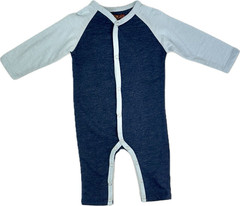 7 For All Mankind Baby Blue Cotton Long Sleeve Pockets One Piece Coverall 3-6 MO