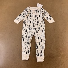 Lamaze Baby 24 Months Ivory Black Tree Print Waffle Knit Cotton One Piece NWT