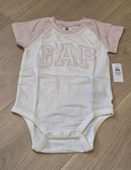 NWT Baby Gap Pink Arch Logo Raglan Bodysuit 18-24M
