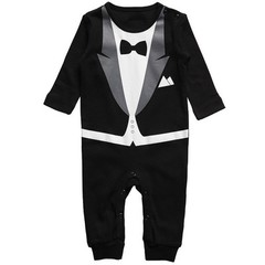 Baby Newborn Tuxedo Romper Bodysuit Jumpsuit Outfits Wedding Party Formal Suit