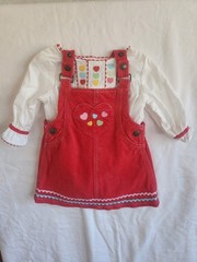 Gymboree 2006 Corduroy Conversation Heart Applique Jumper w Blouse 6-12 mo XLNT