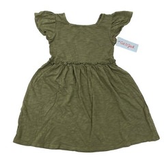 Cat & Jack Toddler Girls Size 4T Cap Sleeve Dress Olive Green