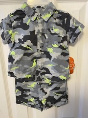 Wonder Nation Toddler Boy’s Camo Dino Outfit Set Shirt and Short Size 3-6 Months
