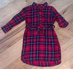 NWT H&M GIRLS RED PLAID SHIRT DRESS SIZE 2T LD4