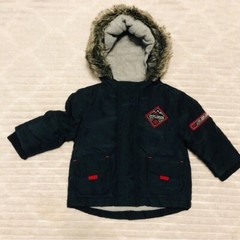 Little Explorer Navy Blue Red Fur Lined Parka Winter Coat Boy’s Size 3-6 months