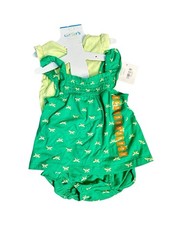 Carter’s Dragonfly Baby Girl 3-Piece Set 12M NWT Tops Shorts Green Cotton Summer