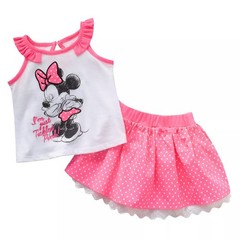 NWT Disney Baby Minnie Mouse Tank & Skort SET 18-24 mo Tickled Pink Polka Dots