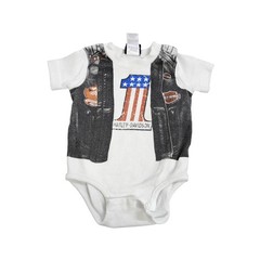 Harley-Davidson Bodysuit Boys 6-9 Months White Vest Flag Graphic Romper Biker