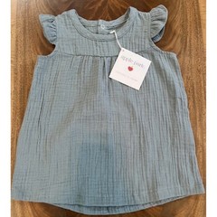 3-6m Apple Park NWT 100% Organic Cotton Muslin Sage Green Color Dress