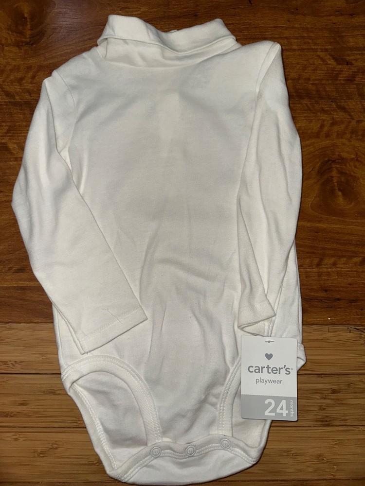 NWT Carter’s 24 Months Off White Long Sleeve Turtleneck Bodysuit Snap Crotch