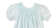 NWT Petit Ami Mint Bishop Smocked Newborn Baby Girls Dress Daygown Bonnet 0