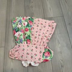 Hartstrings Baby Vintage Floral Patchwork Dress Pink Green 18 Months Made in USA