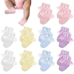 Twistover 10 Pairs Preemie Socks Ruffle Lace Ruffle Cotton Socks for Preemie …
