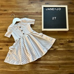 Jane and Jo Annie Knit Dress Pink White Sweetie Pie Stripe Short Sleeve Girls 2T