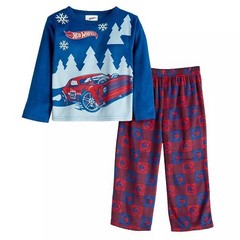 Hot Wheels 2 Piece Pajama Set Long Sleeve Top Long Leg Elastic Bottom Size 2T