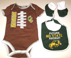 North Dakota State Bison Baby Bodysuit Bib Booties Set New! 0-3 0 3 Months