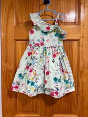 John Lewis Girls One Shoulder Floral Bird Print Dress Size 3 Years Mint Green