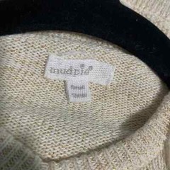 Mudpie Sweater Girls Small 12M-18M Beige Metallic Pullover Tassel Neck Knitted