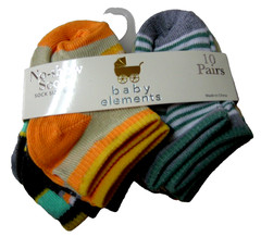 Newborn Baby Socks By Baby Elements, 0-12 Months, 10 Pairs, Boys, Brand New
