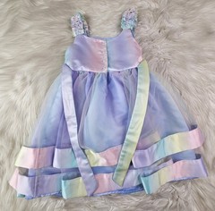 Blueberi Boulevard Multicolor Rhinestones On Strap Tulle Dress – Girls SZ 6T